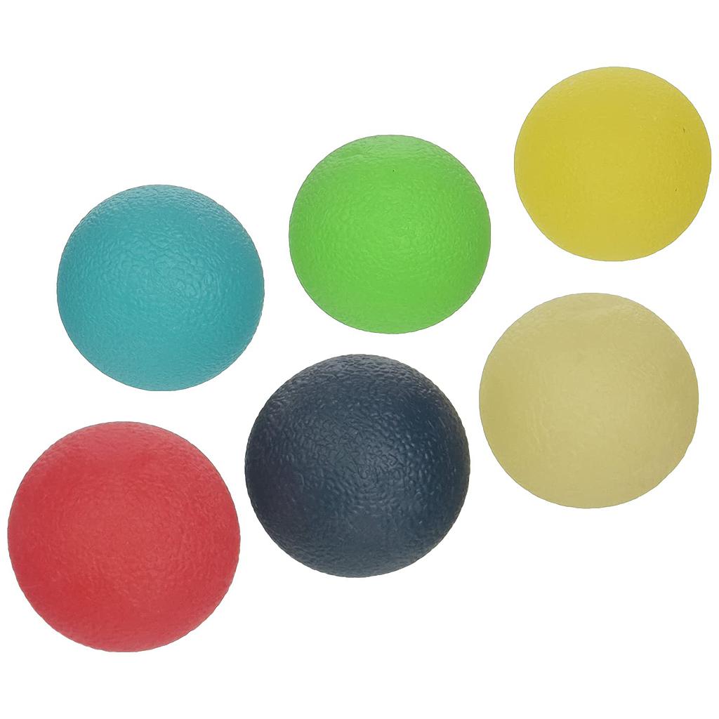 Set of six (6) exercise balls for the hand