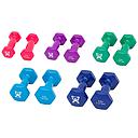 Vinyl covered dumbbell set - 1 to 5 lb