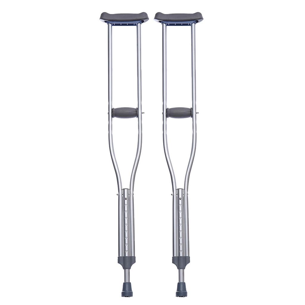 Crutch with aluminum push button