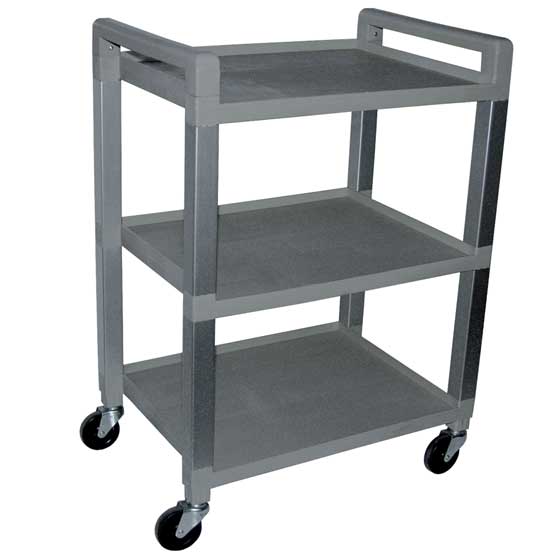 [118-909] Basic utility cart three (3) shelves without power outlet (Grey, Avec barre d'alimentation, Plastic, With drawer)