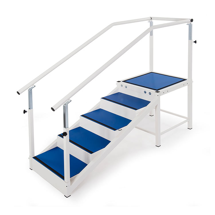 Training staircase with painted steel handrails