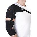 Shoulder support with arm and shoulder strap