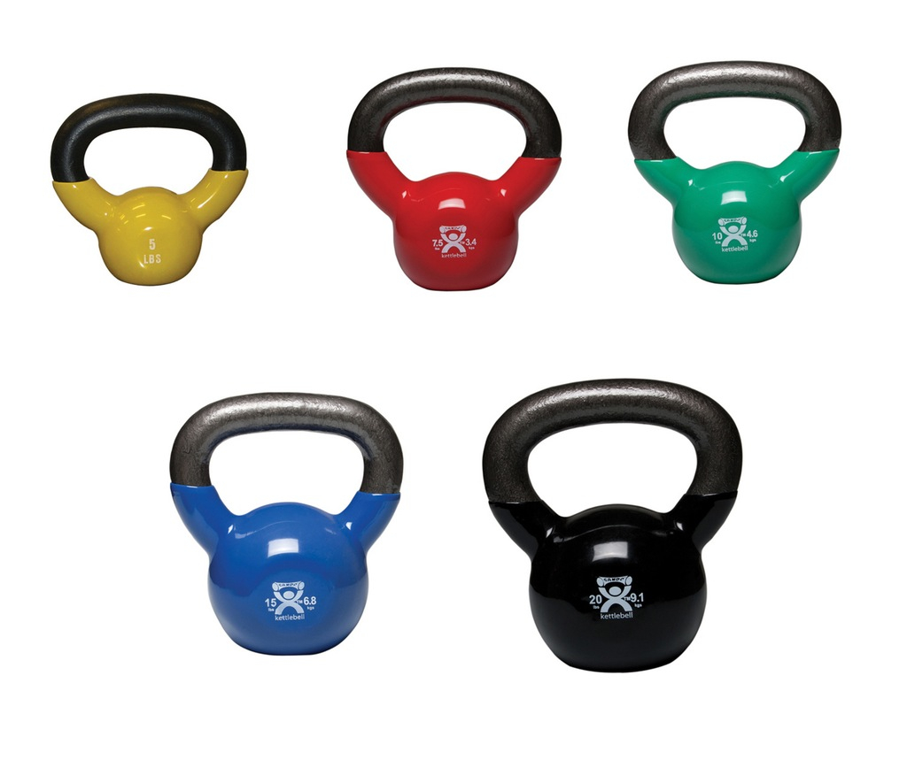 Cando® vinyl coated cast-iron kettlebell  set 5,7.5,10,20,30 lbs