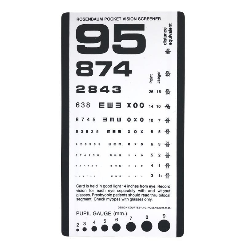 [106-966] Échelle d'acuité visuelle de poche Rosenbaum